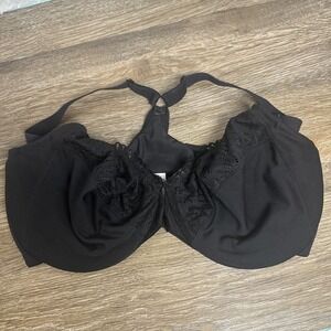 Glamorise 38G Black Front Close Bra Full Coverage Lace Underwire Support Plus